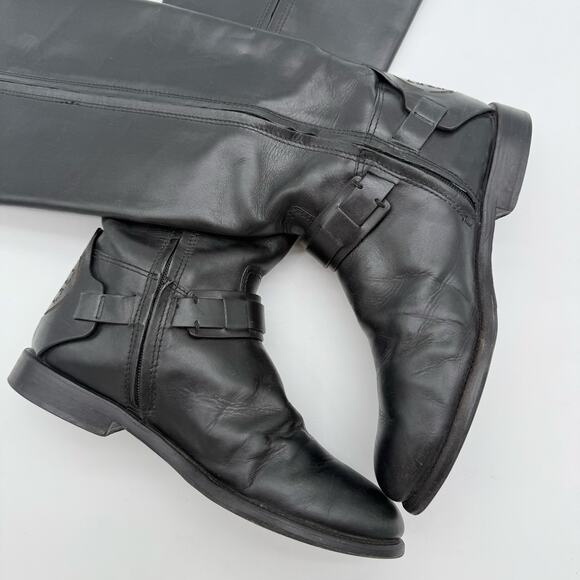 Tory Burch Colton Leather Equestrian Riding Knee High Zip Up Boots Black Size 8 - Picture 6 of 10